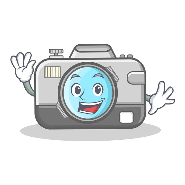 Acenando foto câmera personagem desenhos animados —  Vetores de Stock