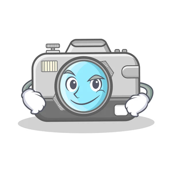 Smirking foto kamera karaktär tecknad — Stock vektor