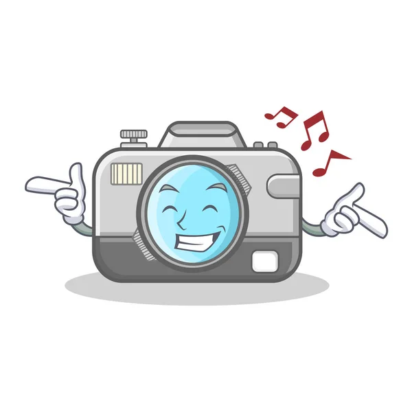 Chantant appareil photo personnage dessin animé — Image vectorielle