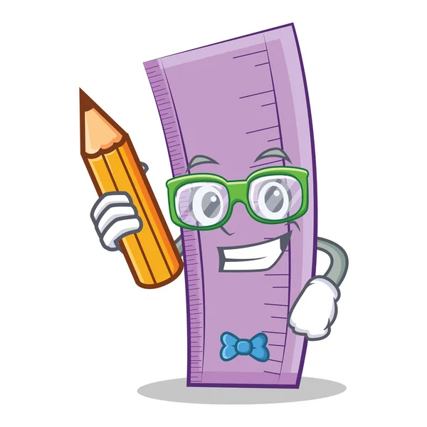 Étudiant avec règle crayon personnage dessin animé design — Image vectorielle