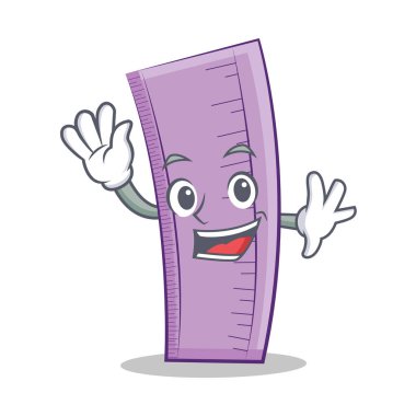 Cetvel karakter karikatür tasarım sallayarak