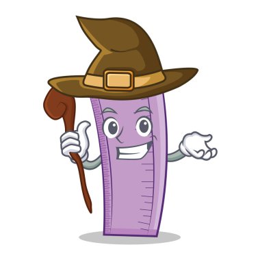 Cadı cetvel karakter karikatür tasarım