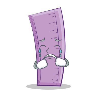 Ağlayan cetvel karakter karikatür tasarım