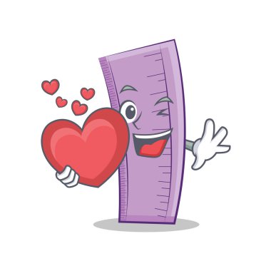 Kalp cetvel karakter karikatür tasarım ile