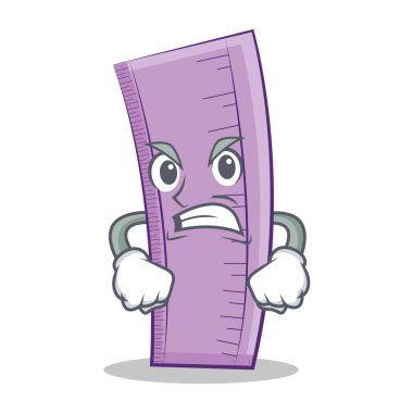 Öfkeli cetvel karakter karikatür tasarım