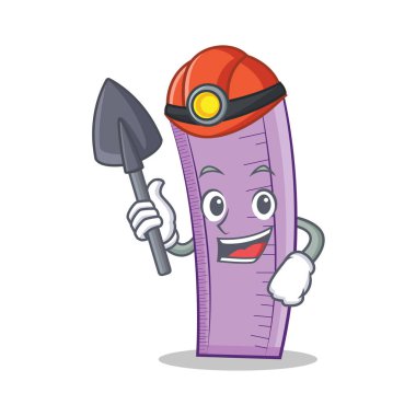 Madenci cetvel karakter karikatür tarzı