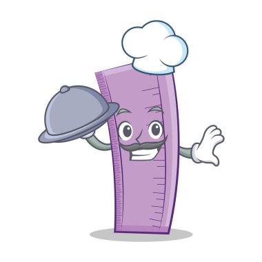 Şef gıda cetvel karakter karikatür tarzı ile