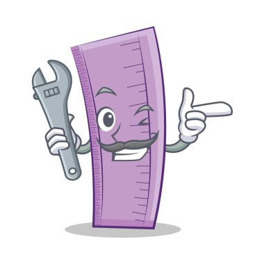 Mekanik cetvel karakter karikatür tarzı