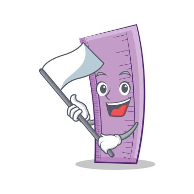 Bayrak cetvel karakter karikatür tarzı