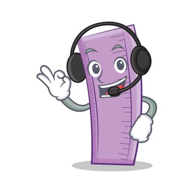 Kulaklık cetvel karakter karikatür tarzı ile