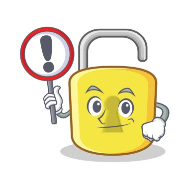 İşareti sarı kilit karakter maskotu ile