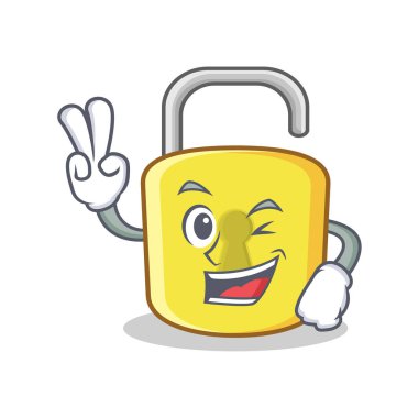 İki parmak sarı kilit karakter maskot