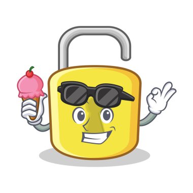 Dondurma sarı kilit karakter maskotu ile