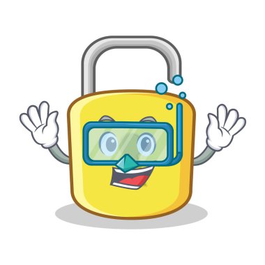 Sarı kilit karakter maskot dalış