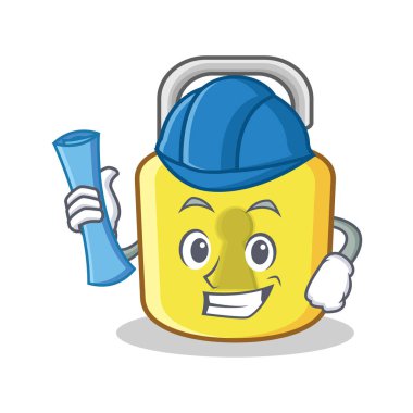 Mimar sarı kilit karakter maskot