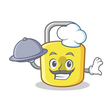 Şef gıda sarı kilit karakter maskotu ile