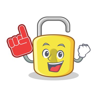 Parmak sarı kilit karakter maskot köpük