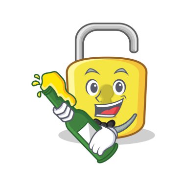 Bira sarı kilit karakter maskotu ile