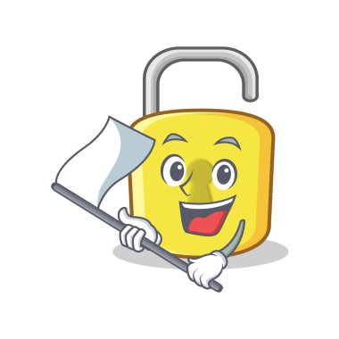 Bayrağı sarı kilit karakter maskotu ile