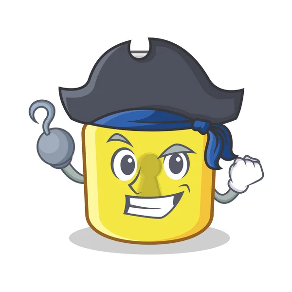 Pirata giallo blocco personaggio mascotte — Vettoriale Stock