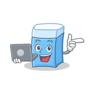 Dizüstü silgi karakter maskot stili ile