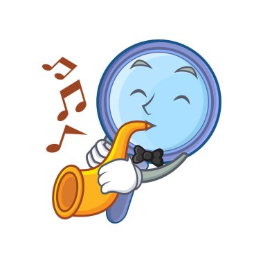 Trompet Büyüteç karakter karikatür ile