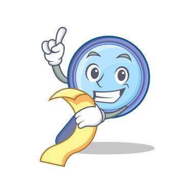 Menü Büyüteç karakter karikatür ile