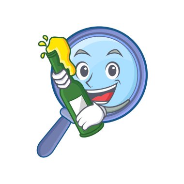 Bira Büyüteç karakter karikatür ile