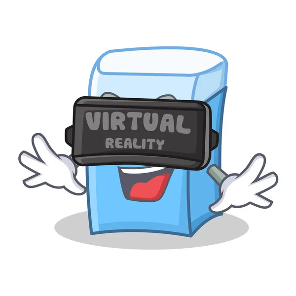Con la realidad virtual borrador carácter mascota estilo — Vector de stock