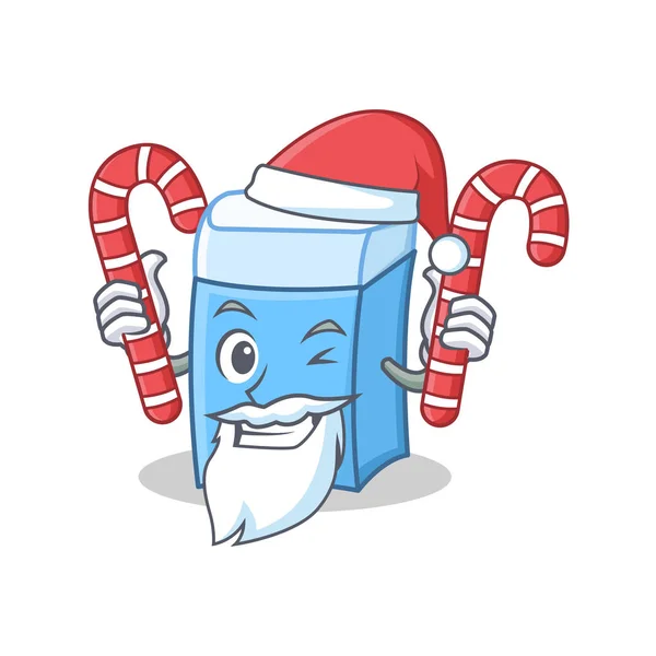 Santa con caramelo borrador carácter mascota estilo — Vector de stock