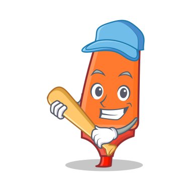 Oyun beysbol vurgulayıcı karikatür karakter stili