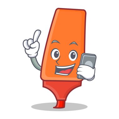 Telefon vurgulayıcı karikatür karakter stili ile