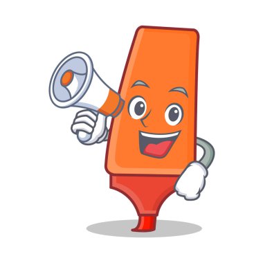 Megafon vurgulayıcı karikatür karakter stili ile