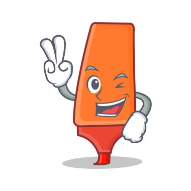 İki parmak vurgulayıcı karikatür karakter stili