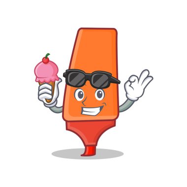 Dondurma vurgulayıcı karikatür karakter stili ile