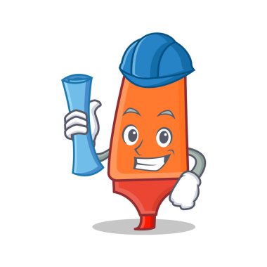 Mimar vurgulayıcı karikatür karakter stili