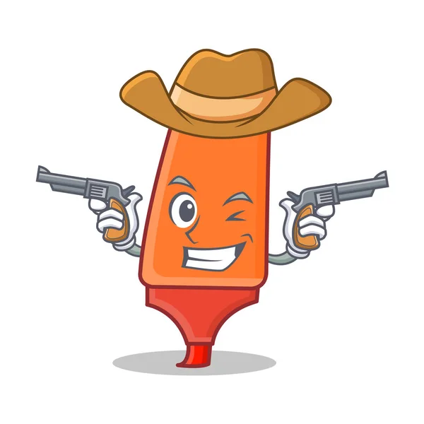 Cowboy highlighter cartoon character style — Stock Vector