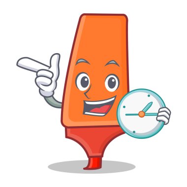 Saat vurgulayıcı karikatür karakter stili ile