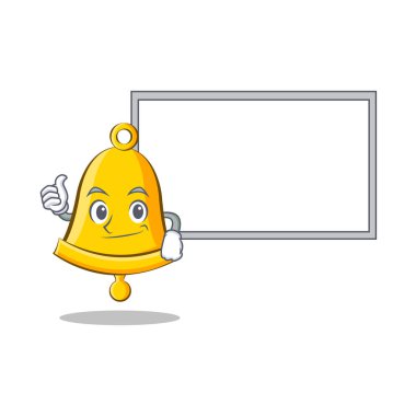 Başparmak yukarıya kurulu okul zili karakter karikatür ile