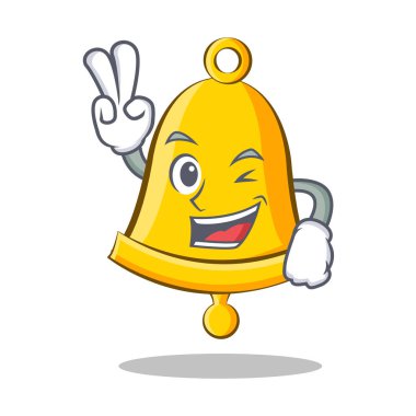 İki parmak okul zili karakter karikatür