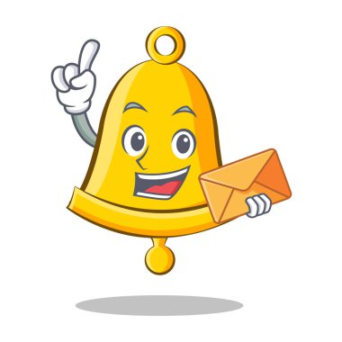 Zarf okul zili karakter karikatür ile