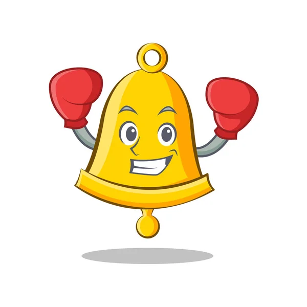 Escuela de boxeo campana personaje de dibujos animados — Vector de stock