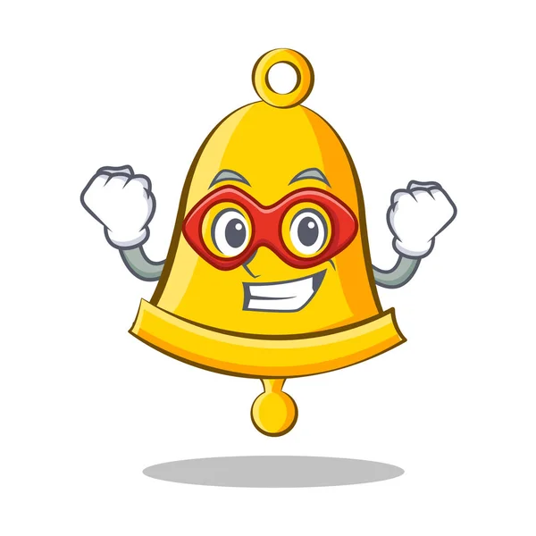 Super held school bell karakter cartoon — Stockvector