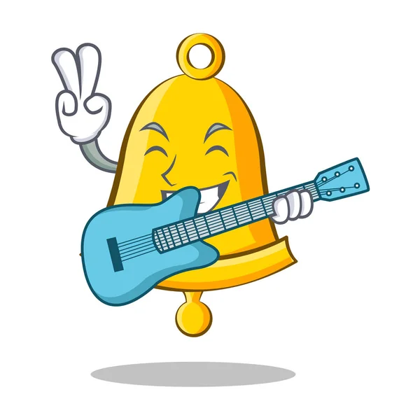 Con chitarra scuola campana personaggio cartone animato — Vettoriale Stock