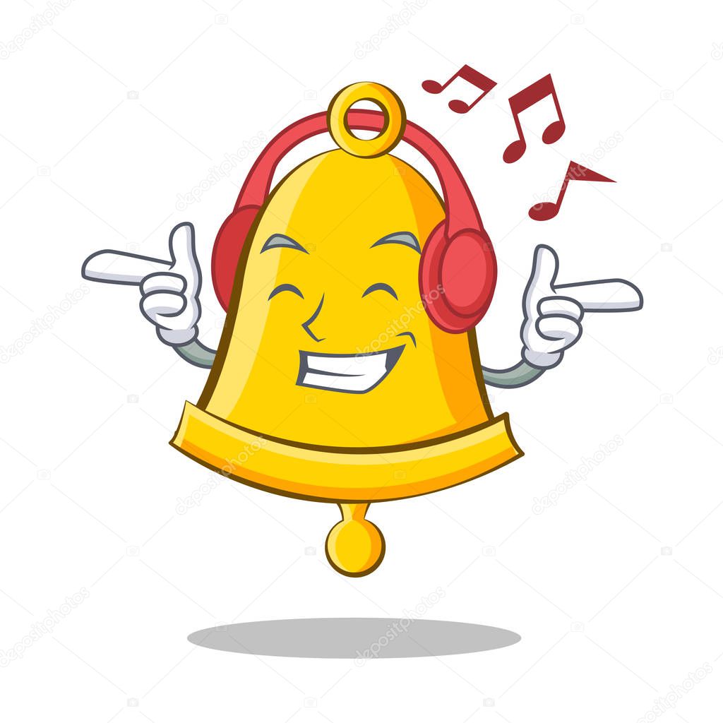 Listening music school bell character cartoon