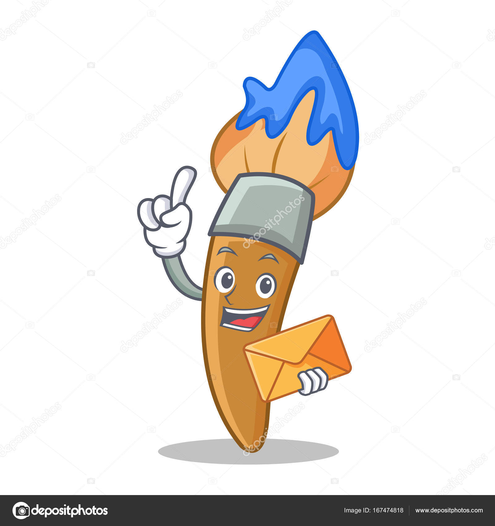 Con pincel de pintura sobre personaje de dibujos animados Vector