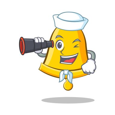 Denizci dürbün okul zili karakter karikatür ile