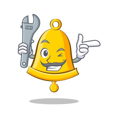 Mekanik okul zili karakter karikatür