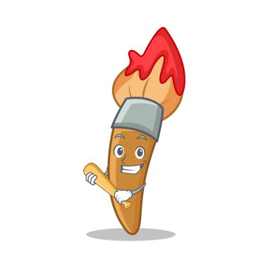 İskambil beyzbol boya fırça karakter karikatür