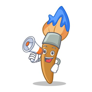 Megafon boya fırça karakter karikatür ile